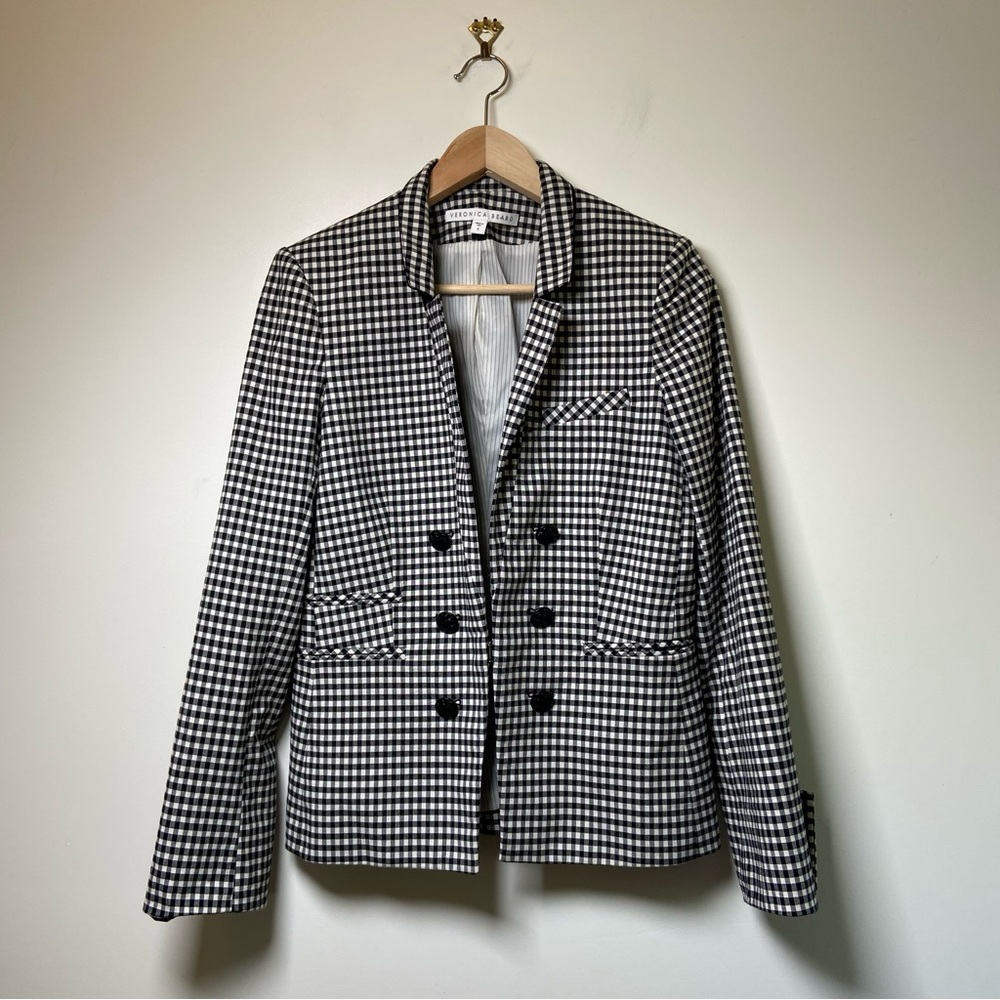 Veronica Beard Cottage Blazer Jacket Size 8 Black and White Gingham